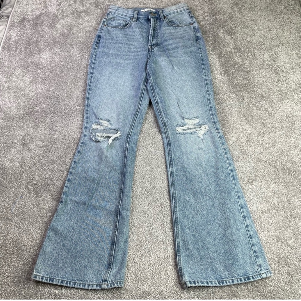 PacSun Jeans Women’s 26X30.5 Blue Light Wash High Rise Bootcut Button Fly Ripped